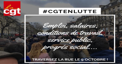 Mardi 9 octobre 2018 journée de grève et de manifestation interprofessionnelle appel à la jounée d'action du 9 octobre 2018