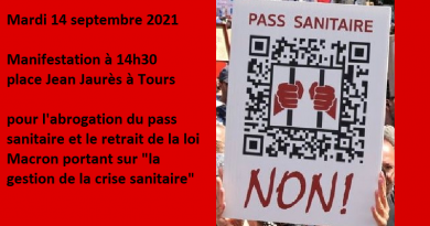 manifestation 14 septembre 2021 Tours