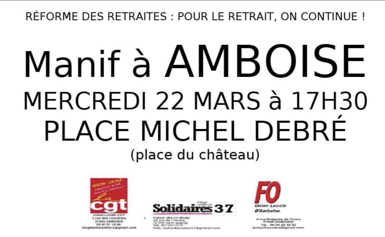manifestation Amboise Ul CGT 37 22 mars 2023