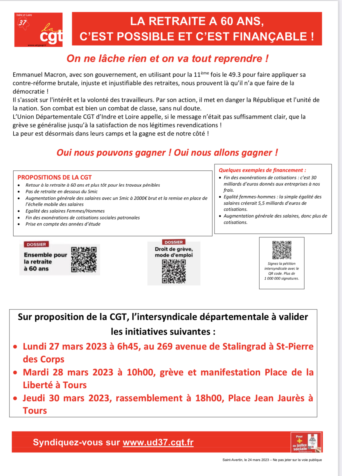 action du 28 mars 2023 UD CGT 37