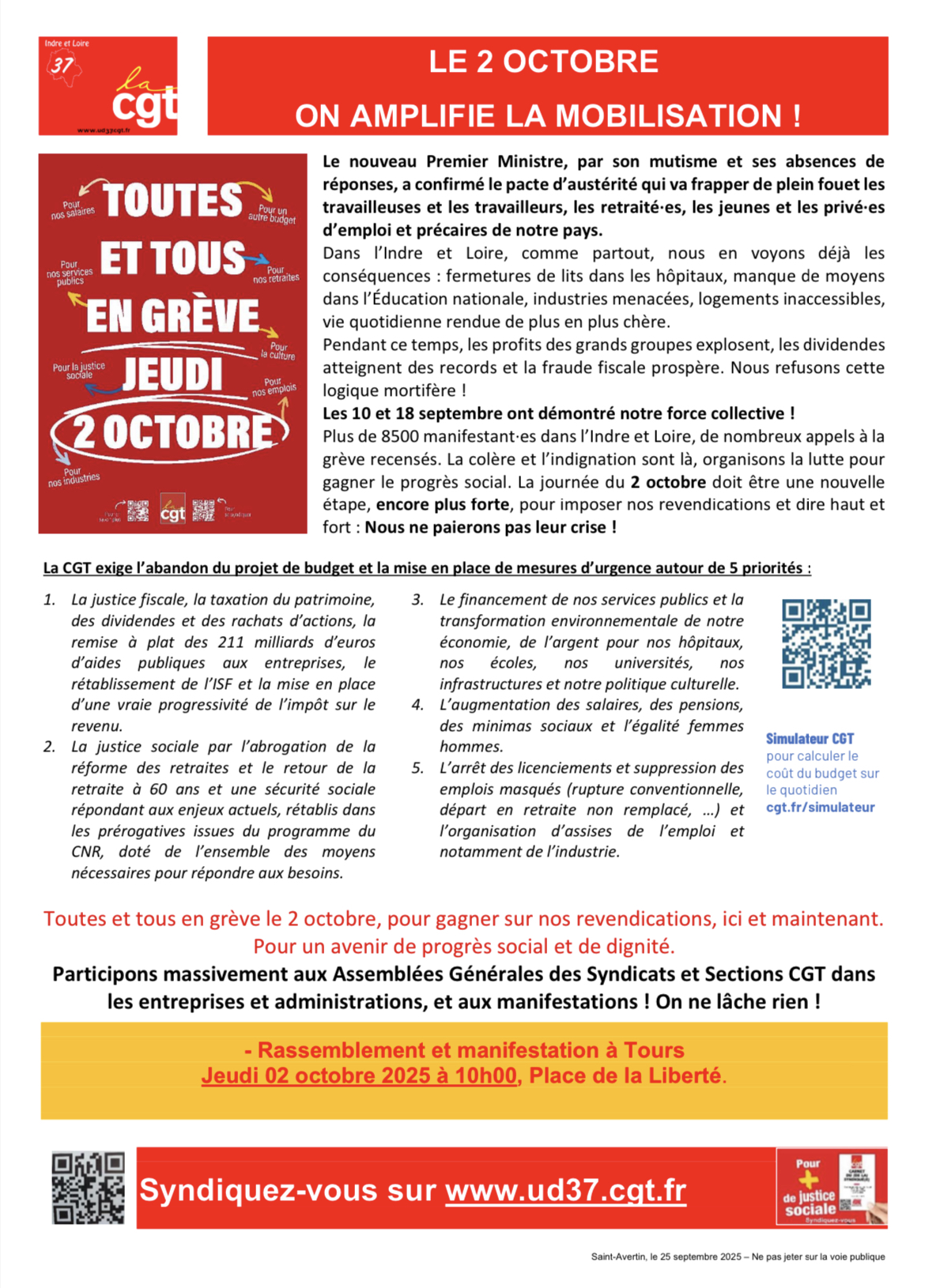 action 2 octobre <UD CGT 37