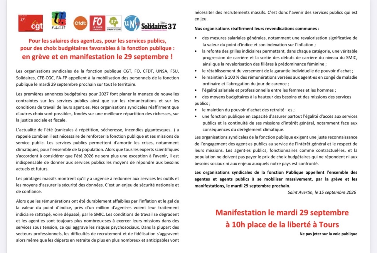 action du 29 septembre 2026 UD CGT 37