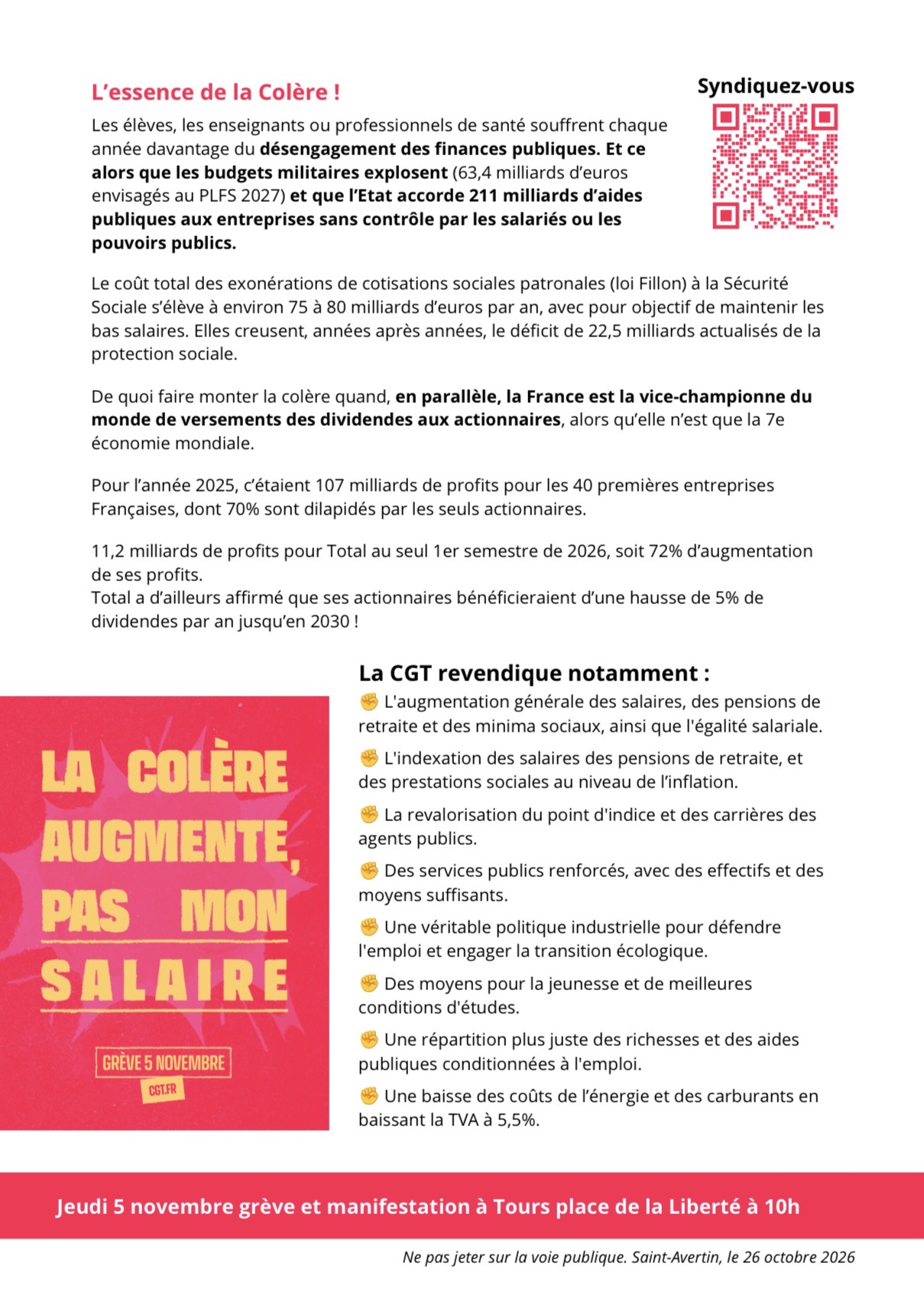 action du 5 novembre 2026 UD CGT 37