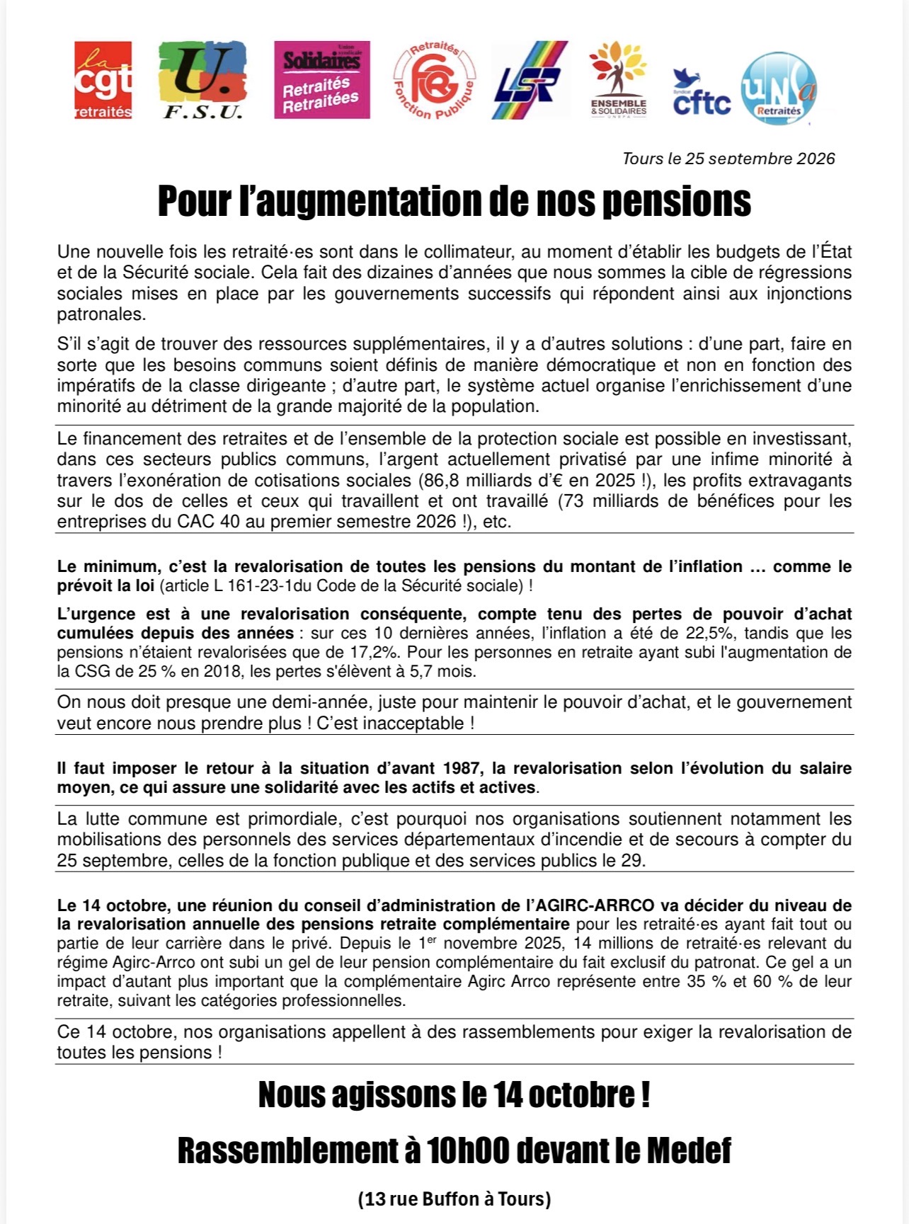 action du 14 octobre 2026 USR CGT 37